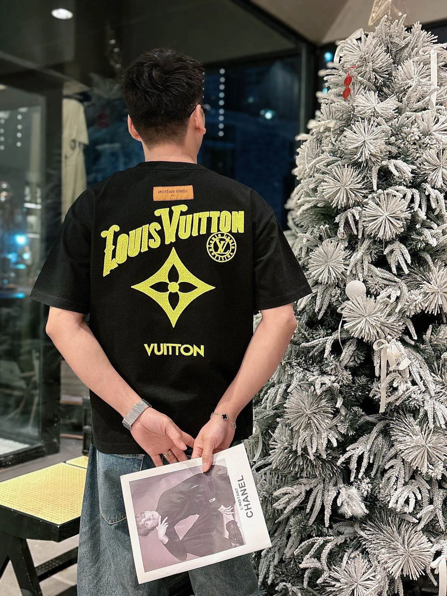 Louis Vuitton/Louis Vuitton 26ss front and rear letter logo woven embroidery short sleeves